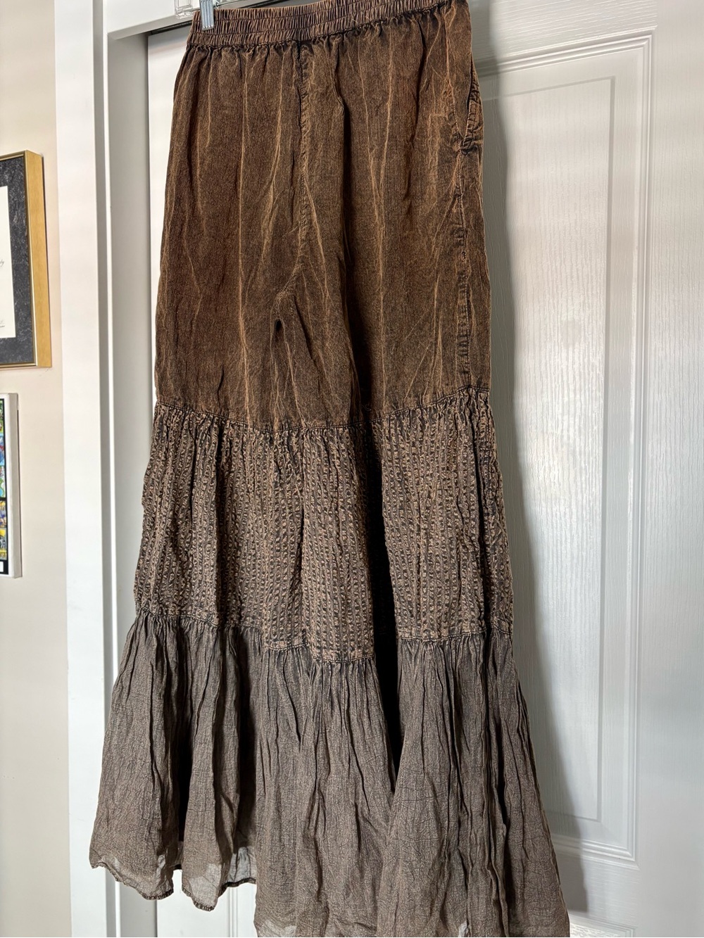 Young Threads NWT Boho Chic Tiered Patch Inserted Corduroy Mocha Wide Leg Pants - Picture 5 of 17
